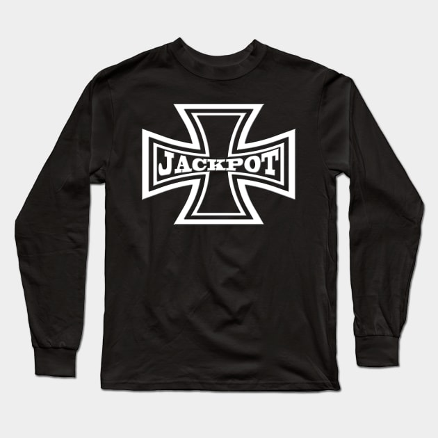 Iron Cross Jackpot Motorcycle Long Sleeve T-Shirt by DroolingBullyKustoms